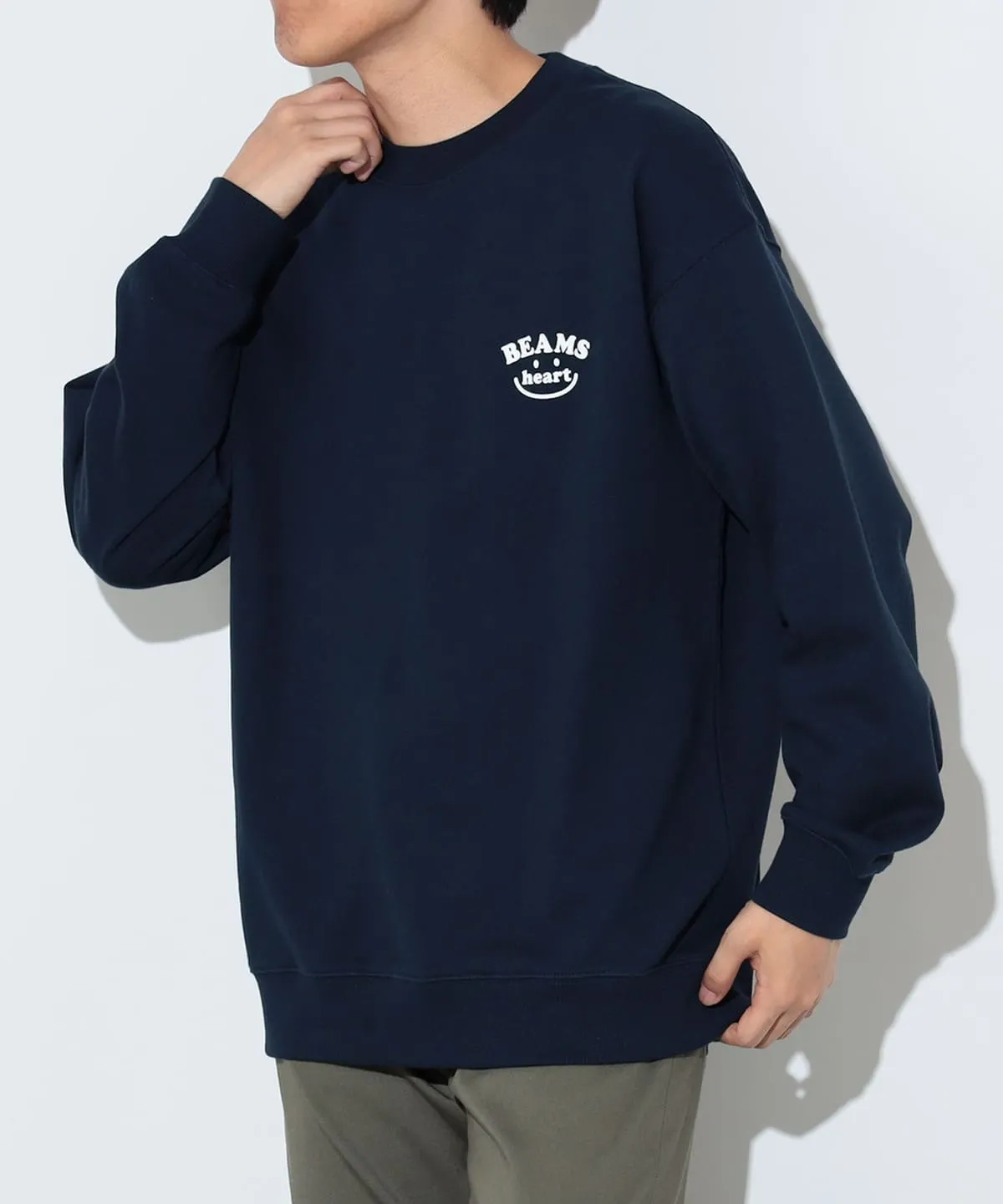 Beams Heart Smile logo crew sweatshirt 2色$179!