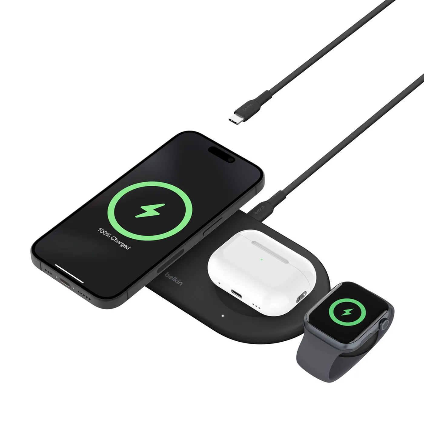 Belkin BoostCharge Pro Qi2 15W 3合1磁吸無線充電板$283!