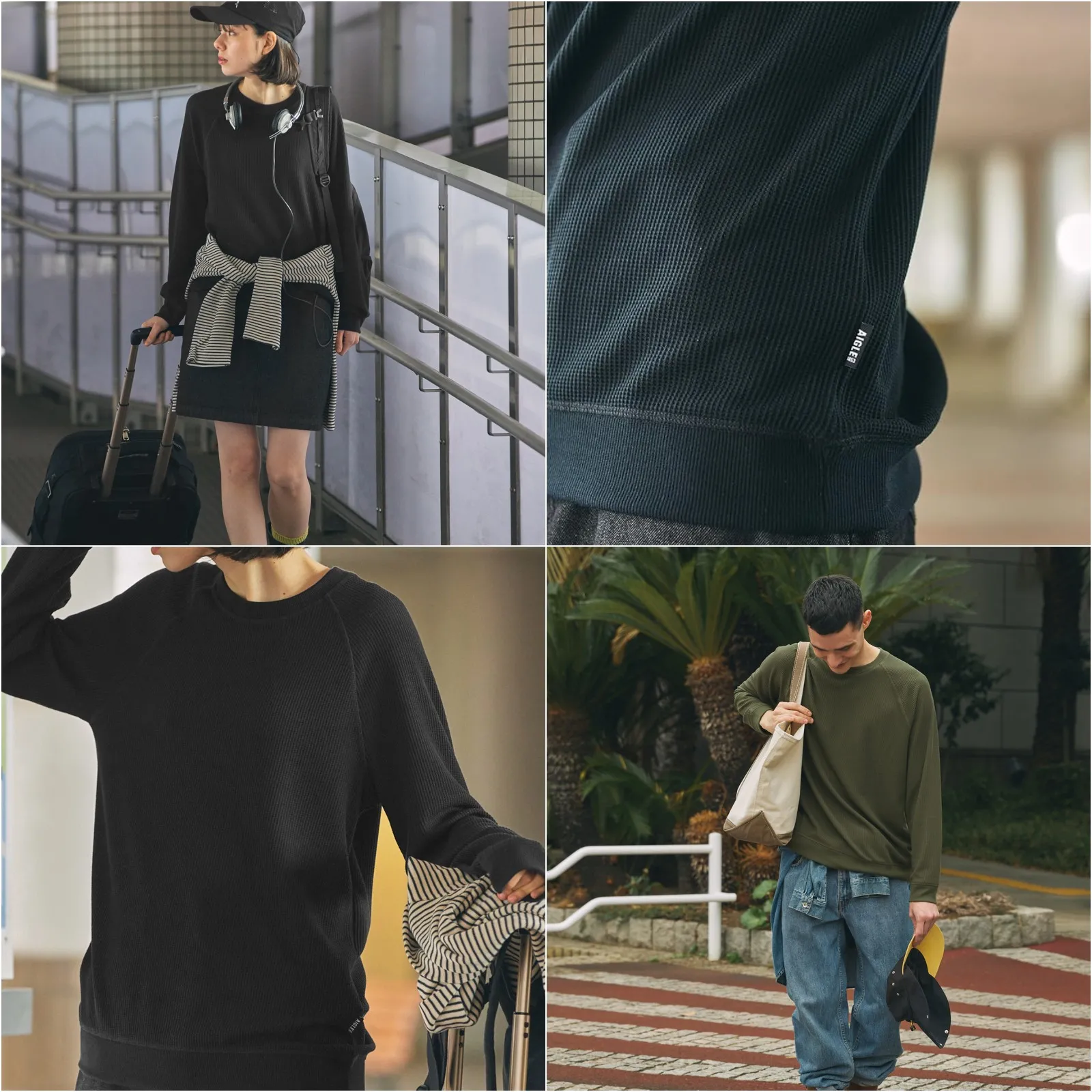 Aigle Unisex 吸水速乾  L/S Waffle T-Shirt 2色$353!