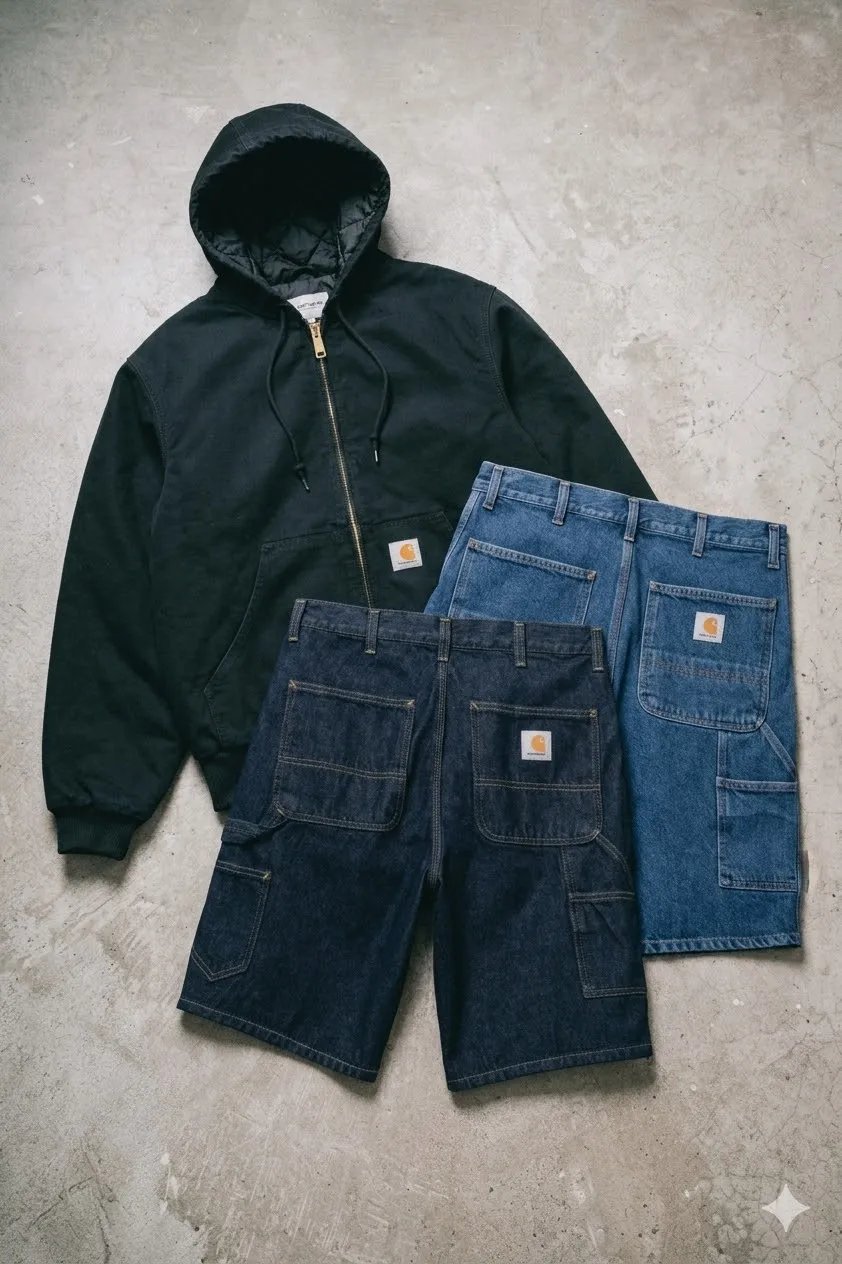 Carhartt WIP Single Knee Shorts Blue Rinsed $535! OG Active Jacket $1284!