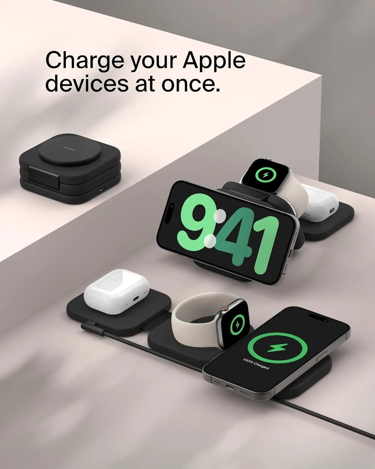 Belkin BoostCharge Pro 3合1 Qi2 15W 磁力可摺疊無線充電器$400!