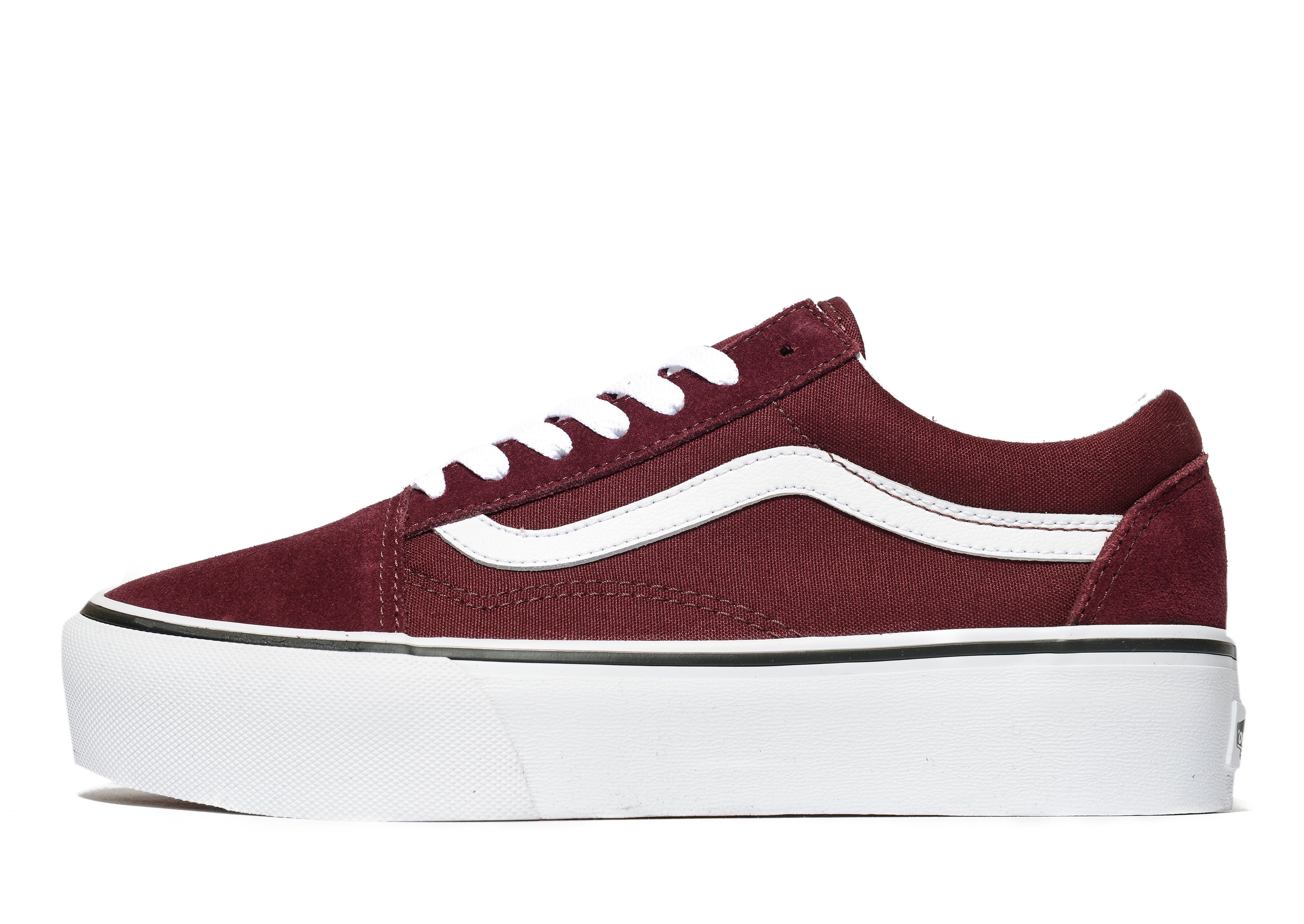 burgundy vans with black stripe